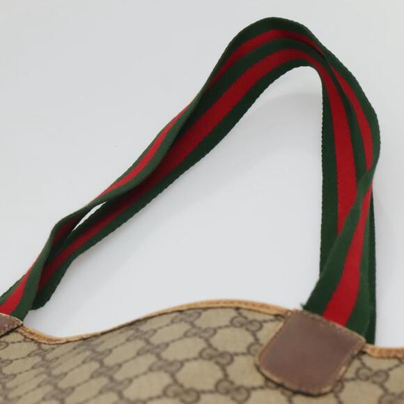 GUCCI GG Supreme Web Sherry Line Tote Bag Pvc Beige Red 39 02 003 - Picture 8 of 16